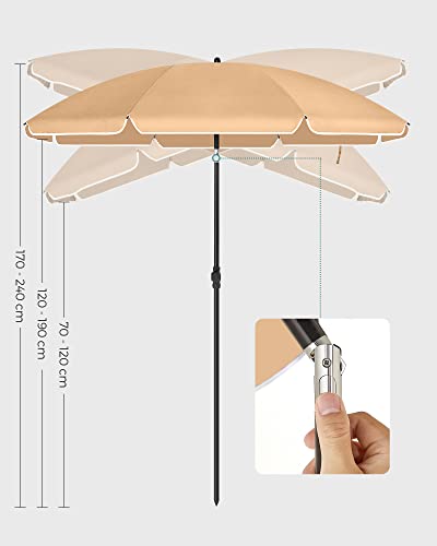 Suncobran 200 cm, UPF 50+ zaštita od sunca, bez postolja – taupe