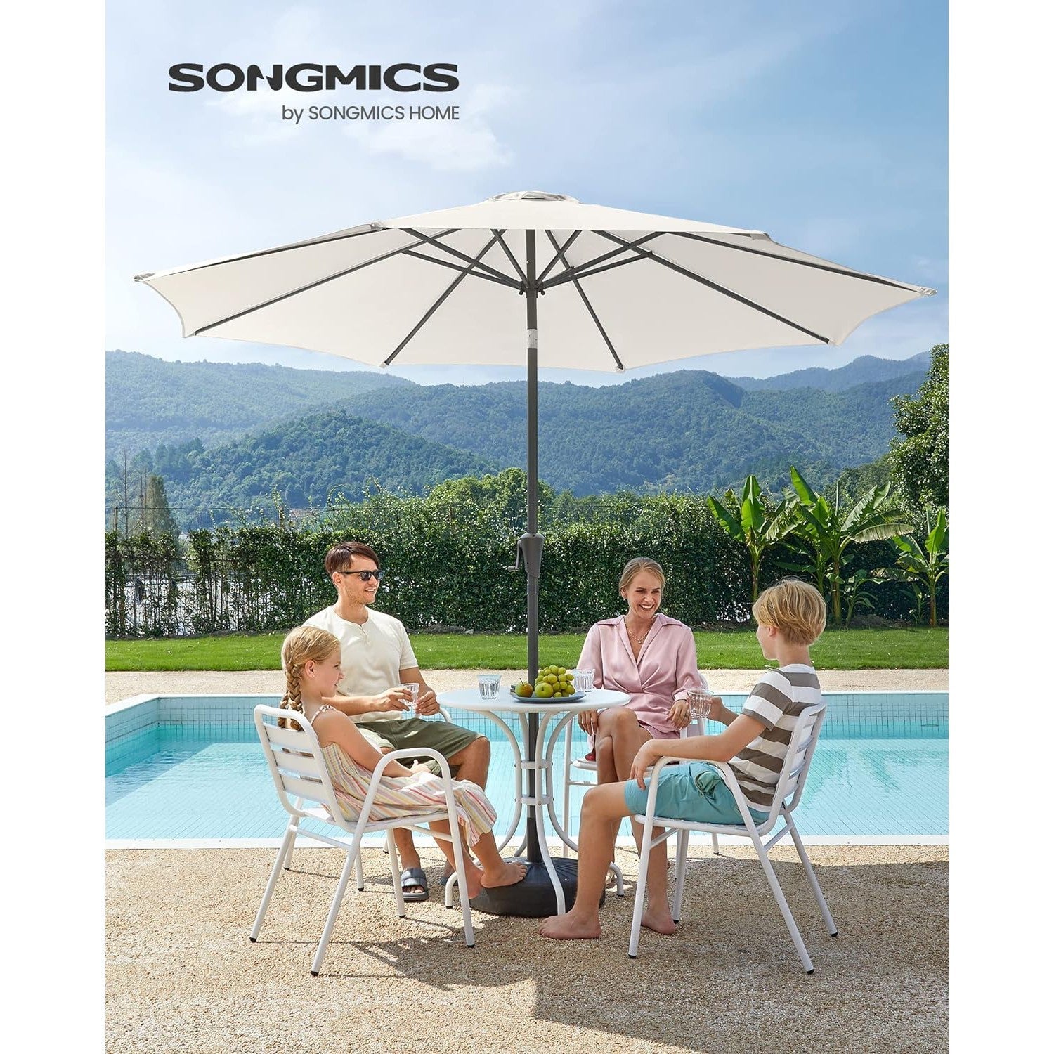 Suncobran 300 cm, UPF 50+, s nagibom od 30° na obje strane, bež boje | SONGMICS-vitahome.hr