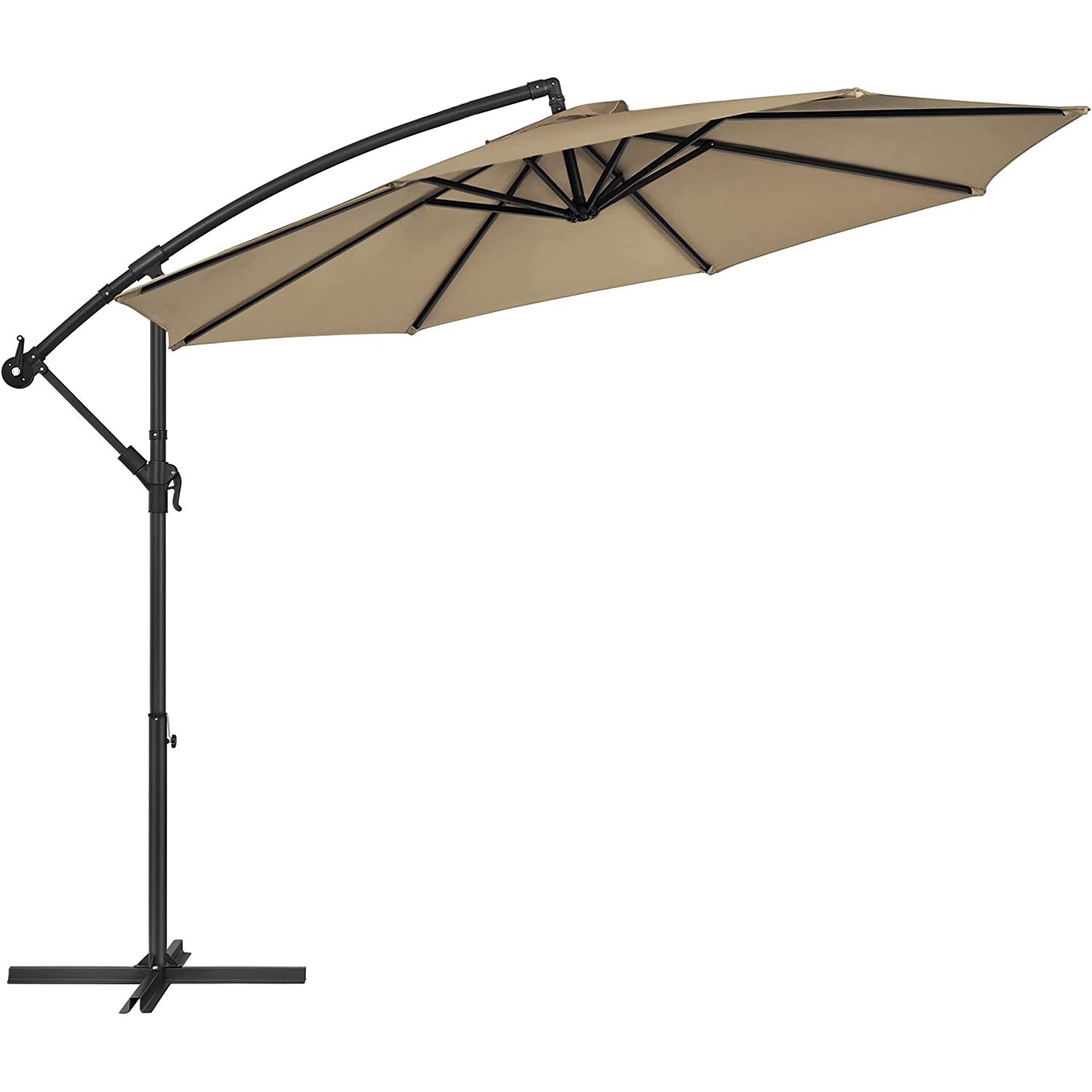 Suncobran Ø 300 cm, vrtni suncobran, taupe | SONGMICS-vitahome.hr