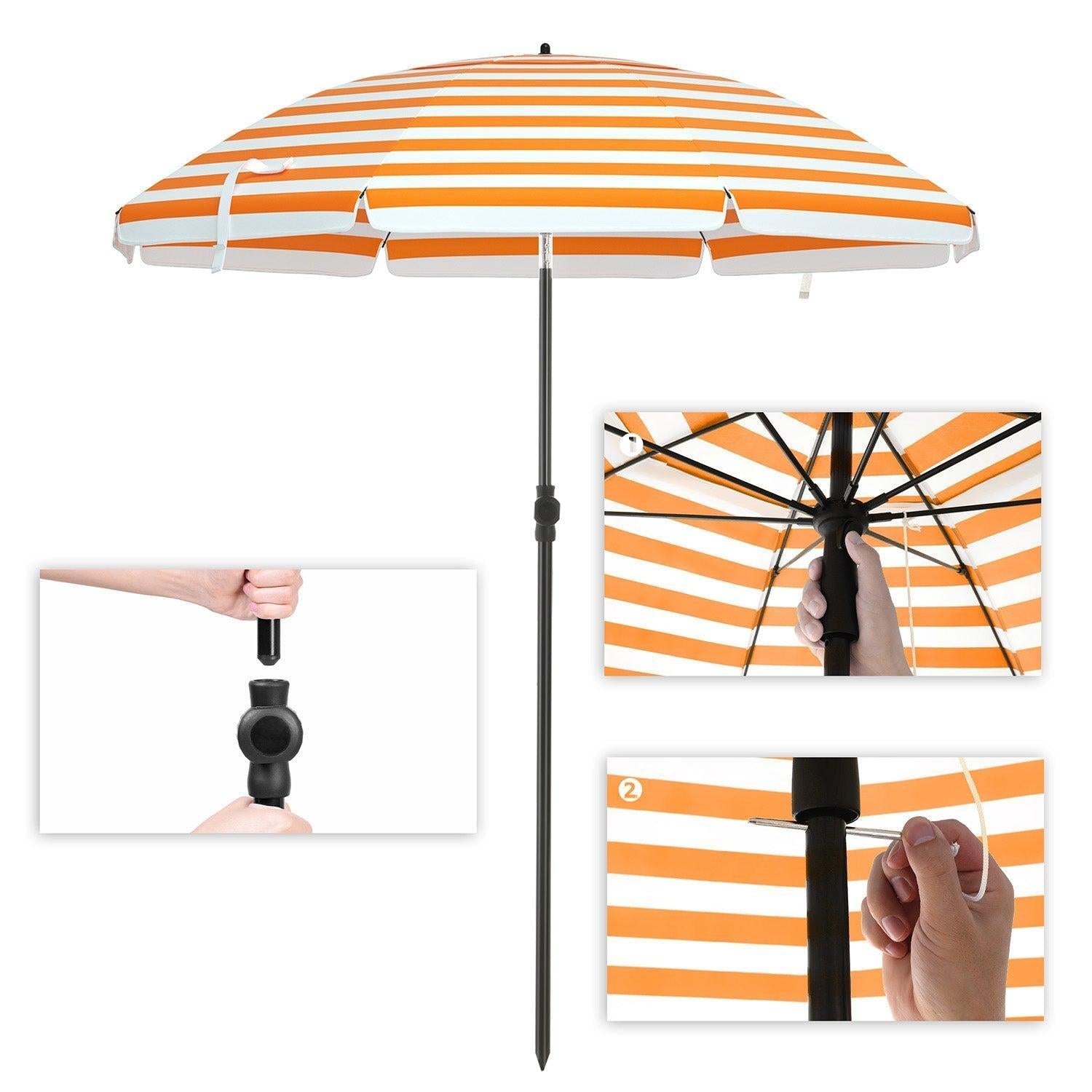 Suncobran promjera 1,6m, mehanizam nagiba, torba za nošenje, narančasto-bijeli