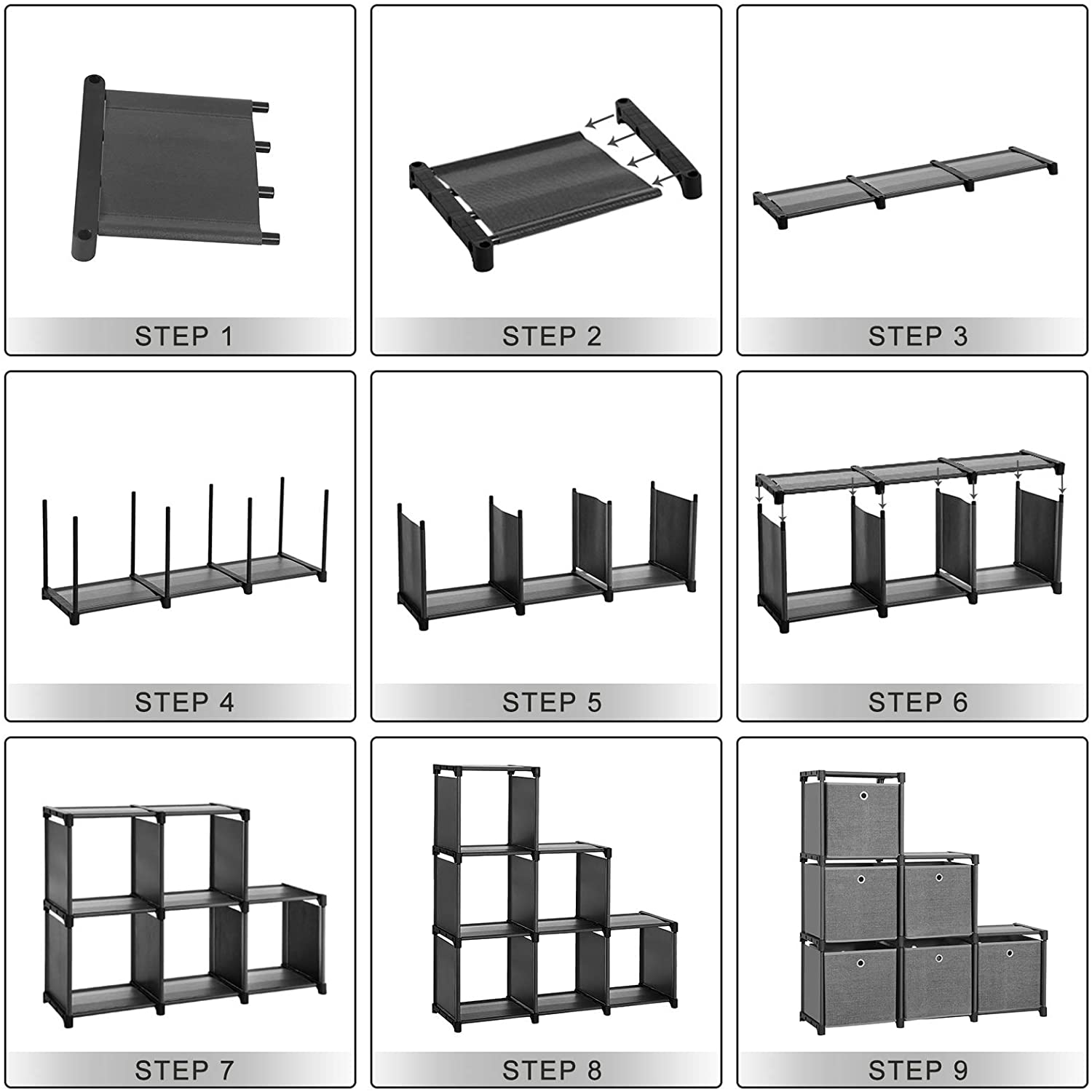 Sustav za pohranu sa 6 kutija od tkanine, 105 x 30 x 105 | SONGMICS-vitahome.hr