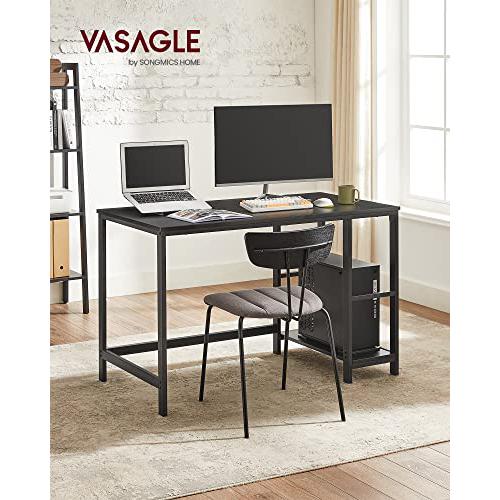 Számítógépes asztal 2 polccal, bal vagy jobb oldalra szerelhető polccal, fekete-VASAGLE-Vita Home