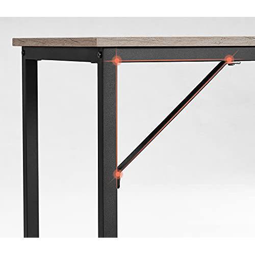 Számítógépes asztal, kis irodai íróasztal, fém keret, szürke és fekete-VASAGLE-Vita Home