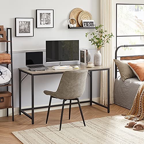 Számítógépes asztal, kis irodai íróasztal, fém keret, szürke és fekete-VASAGLE-Vita Home