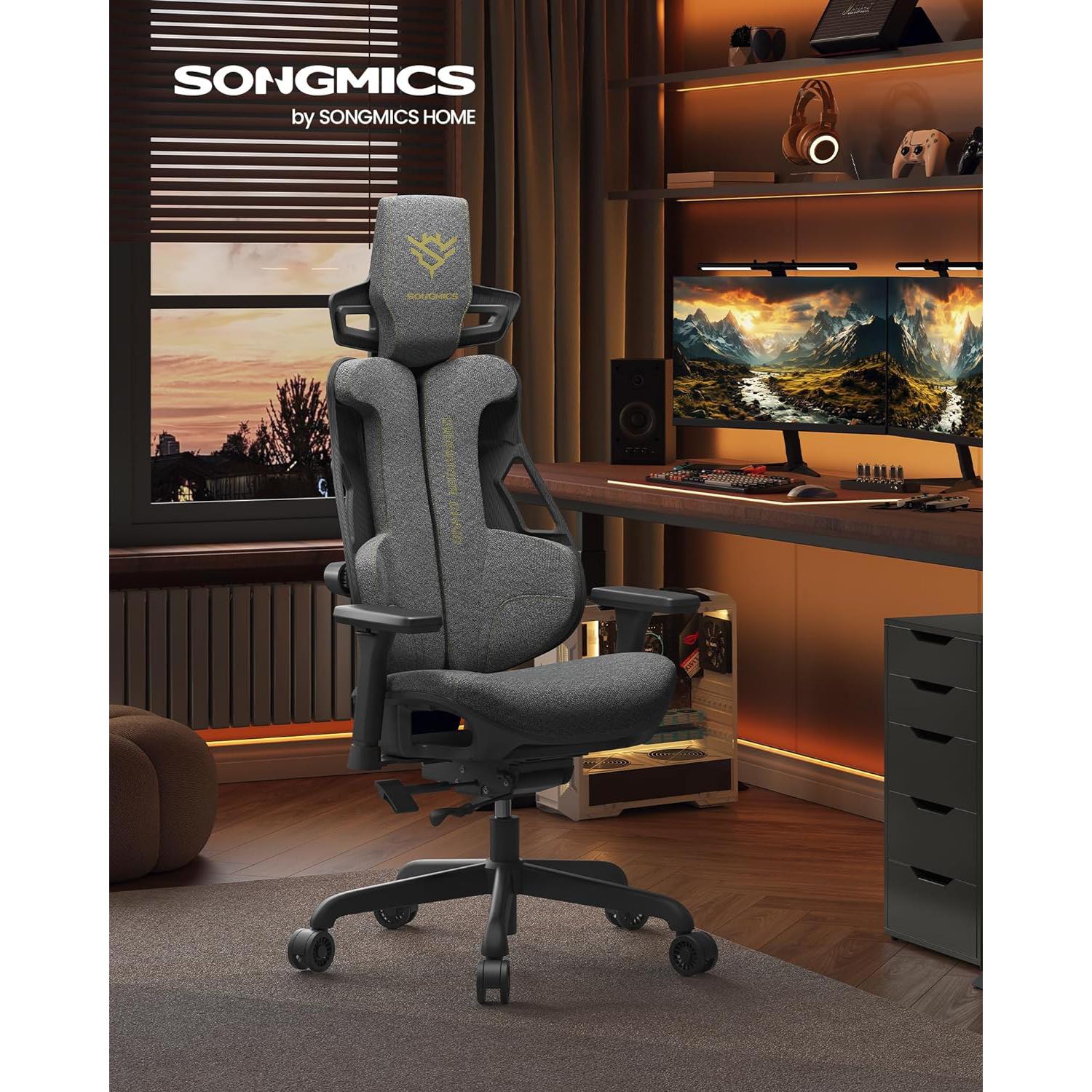 Szék, Irodai szék állítható fejtámlával és állítható kartámaszokkal, szürke-SONGMICS-Vita Home