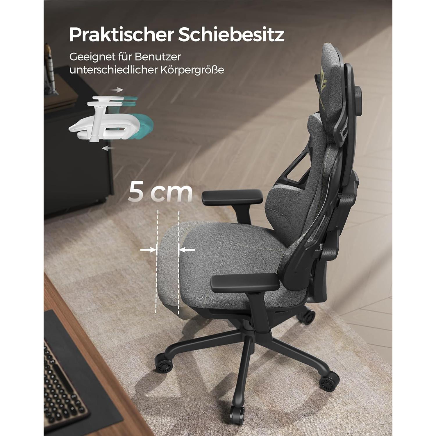 Szék, Irodai szék állítható fejtámlával és állítható kartámaszokkal, szürke-SONGMICS-Vita Home