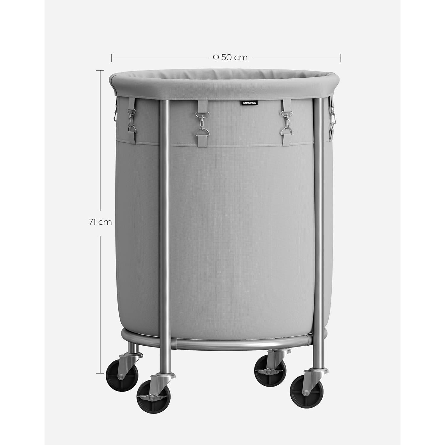 Szennyeskosár kerekekkel, szennyeskosár kerekekkel, 110 liter, szürke-SONGMICS-Vita Home