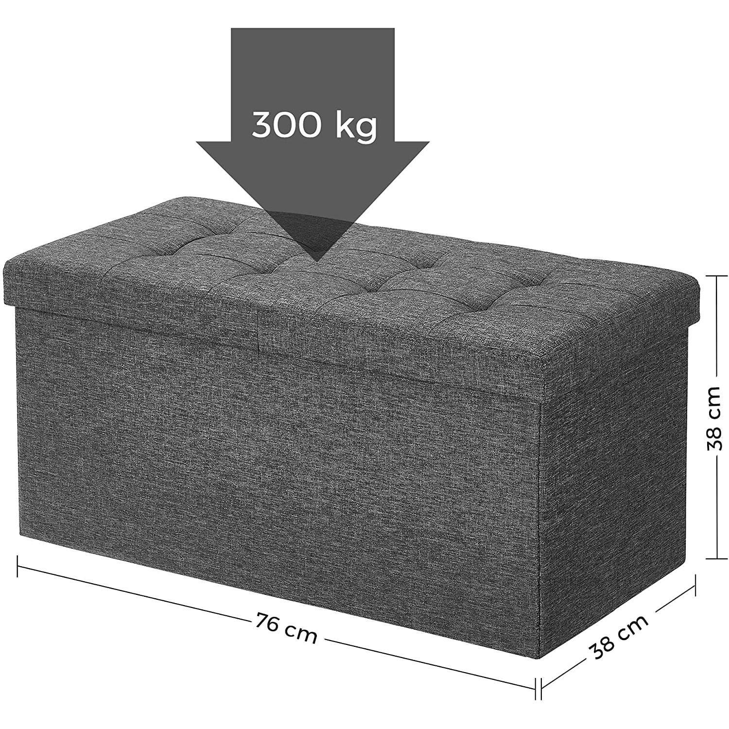Tabure, klupa za odlaganje, 76 x 38 x 38 cm, tamno siva | SONGMICS-vitahome.hr