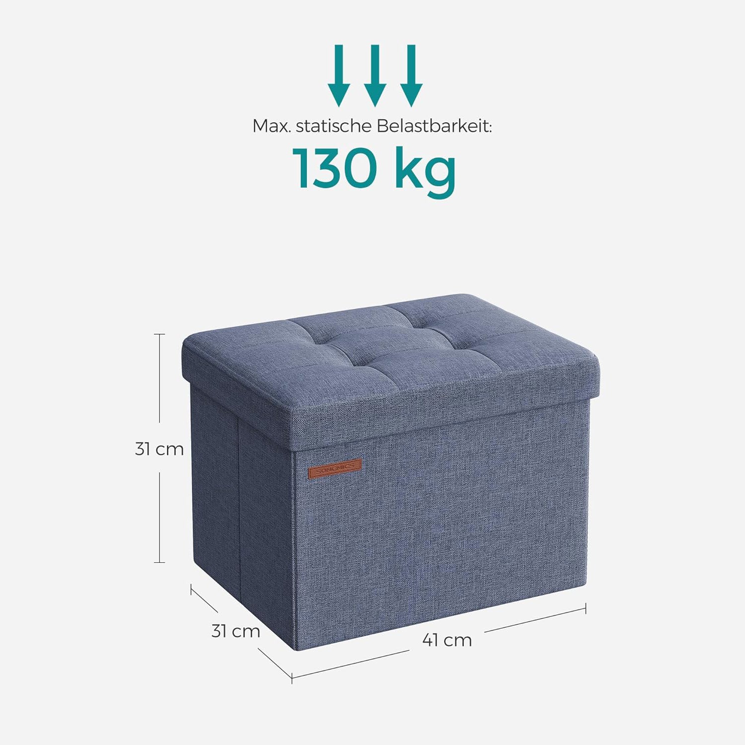 Tabure s prostorom za pohranu, 31 x 41 x 31 cm, svijetlo plavi | SONGMICS-vitahome.hr