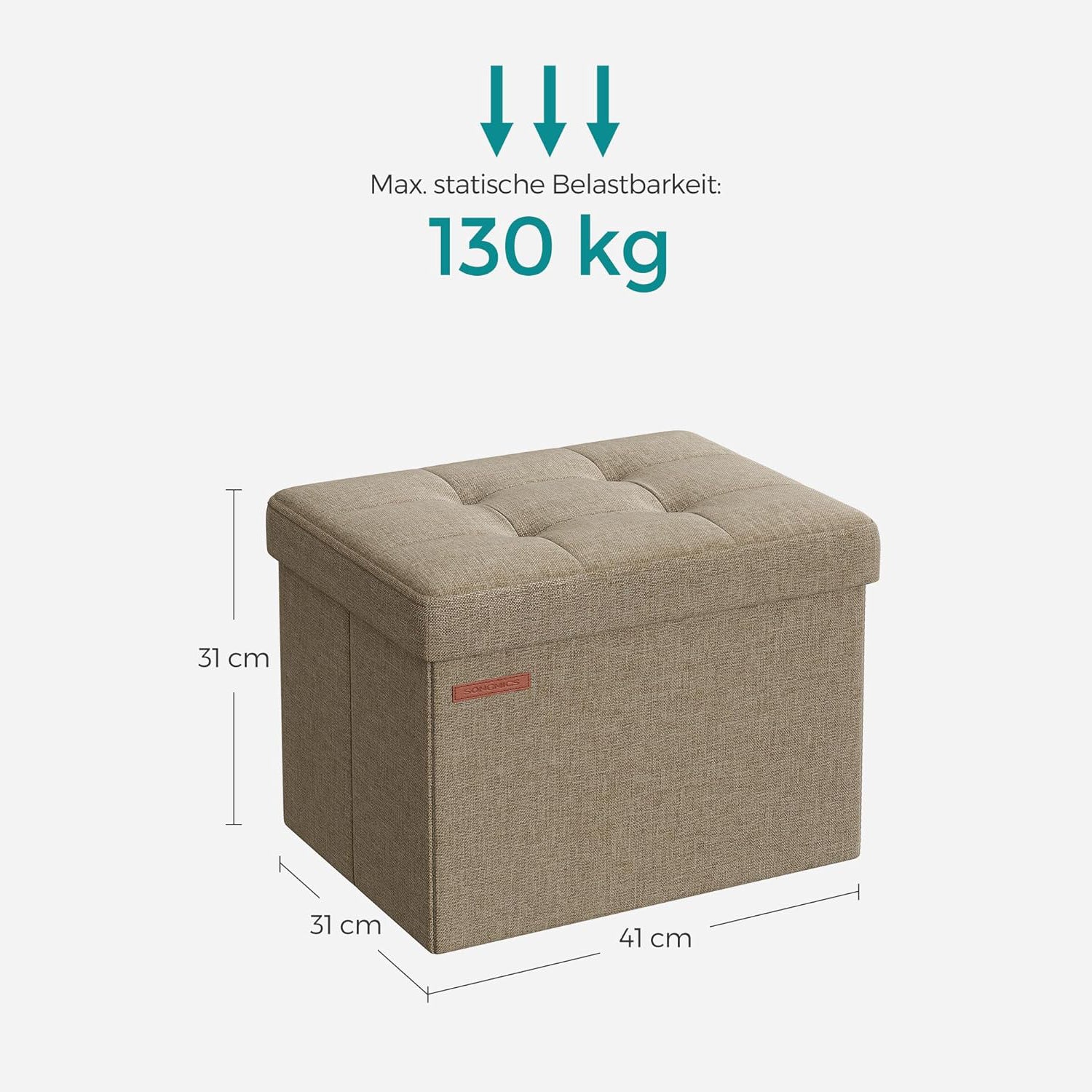 Tabure s prostorom za pohranu, 31 x 41 x 31 cm, svijetlo smeđi | SONGMICS-vitahome.hr