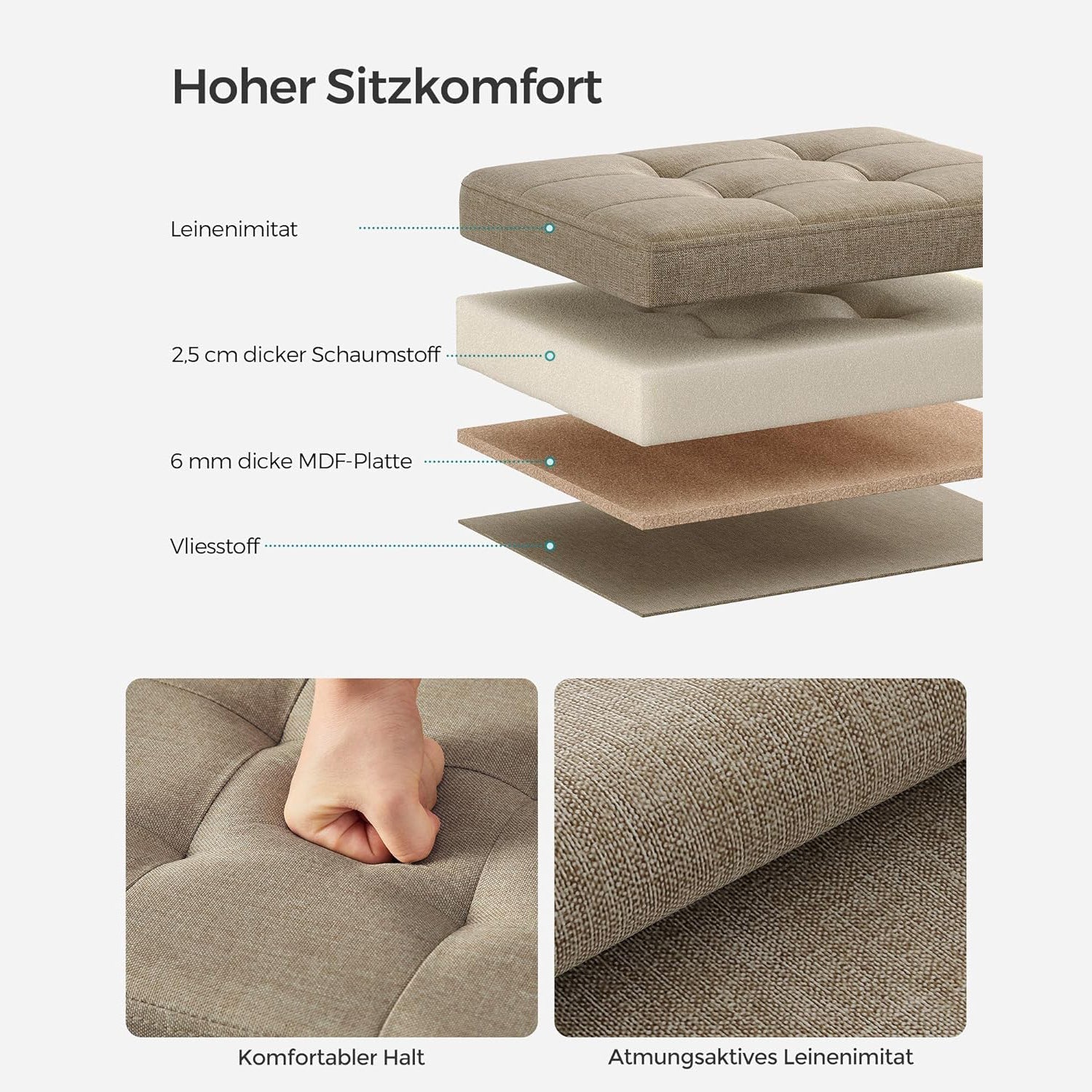 Tabure s prostorom za pohranu, 31 x 41 x 31 cm, svijetlo smeđi | SONGMICS-vitahome.hr
