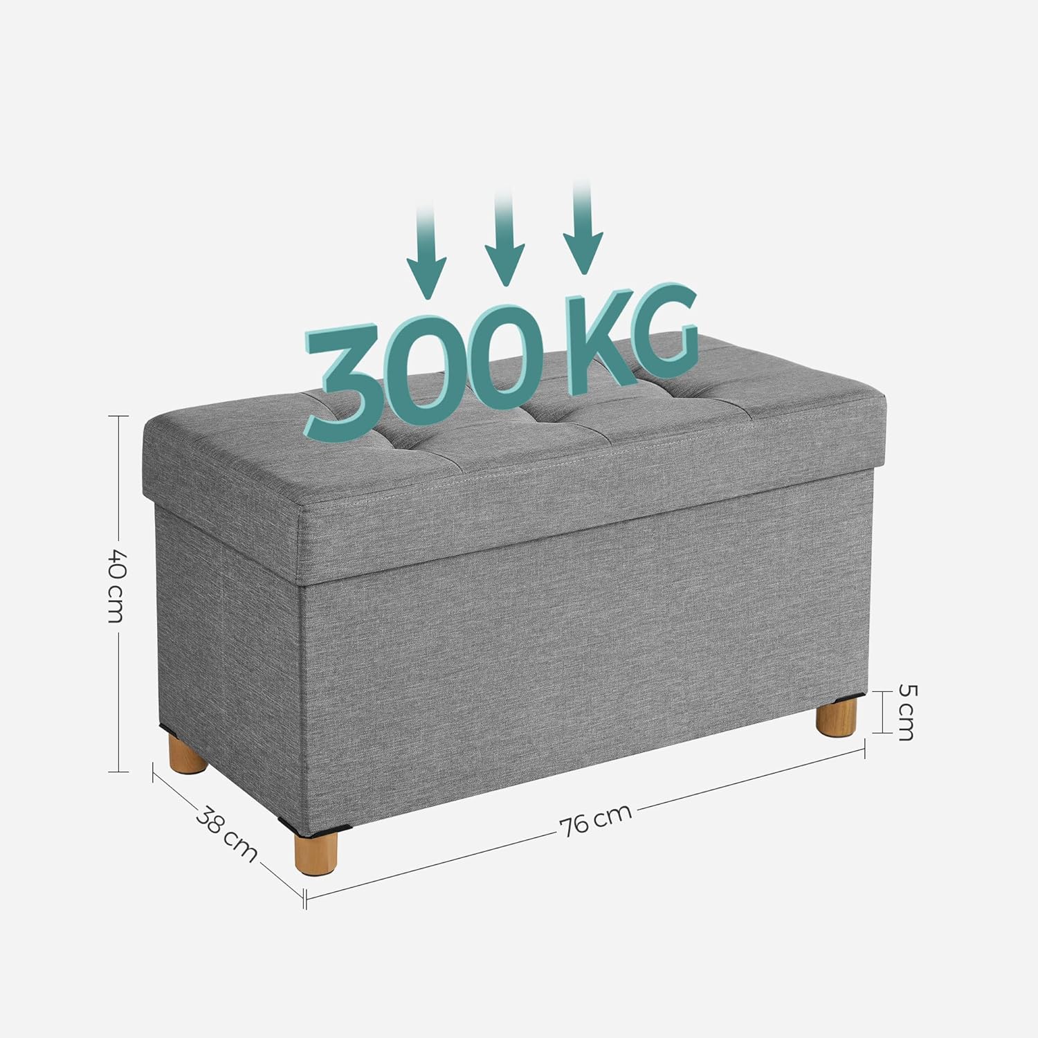 Tabure s prostorom za pohranu, 76 x 38 x 40 cm, svijetlo sive boje | SONGMICS-vitahome.hr
