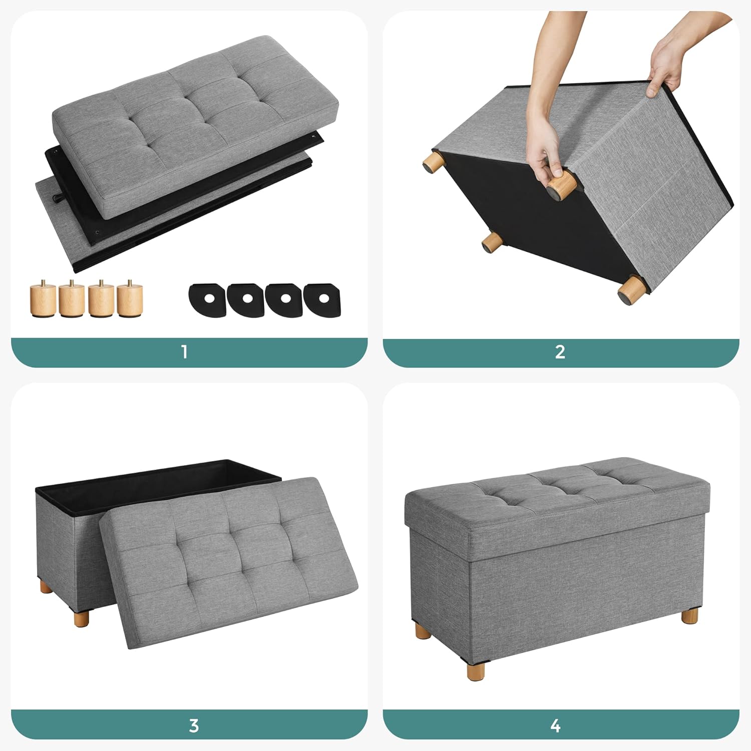 Tabure s prostorom za pohranu, 76 x 38 x 40 cm, svijetlo sive boje | SONGMICS-vitahome.hr
