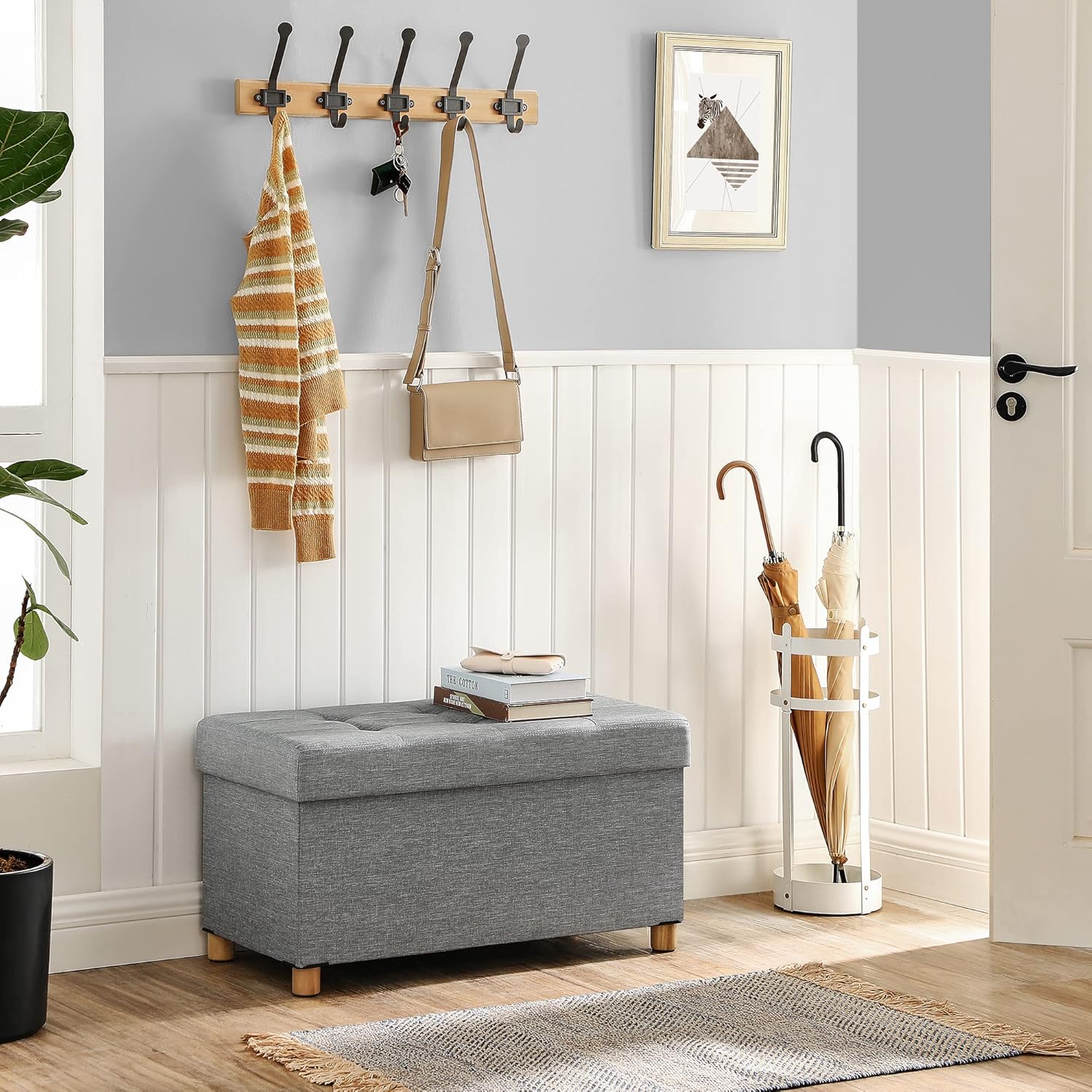 Tabure s prostorom za pohranu, 76 x 38 x 40 cm, svijetlo sive boje | SONGMICS-vitahome.hr