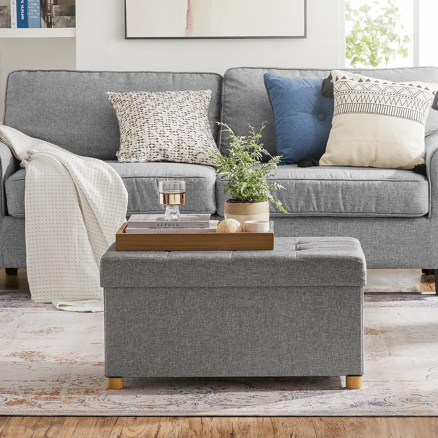Tabure s prostorom za pohranu, 76 x 38 x 40 cm, svijetlo sive boje | SONGMICS-vitahome.hr