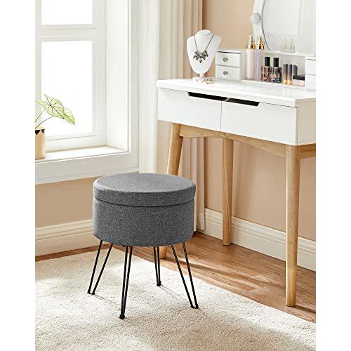 Tabure, stolica s prostorom za pohranu, 37 x 45 cm (promjer x V), tamno siva | SONGMICS-vitahome.hr