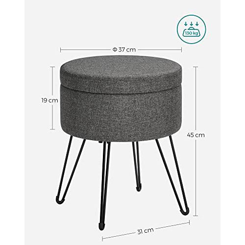 Tabure, stolica s prostorom za pohranu, 37 x 45 cm (promjer x V), tamno siva | SONGMICS-vitahome.hr