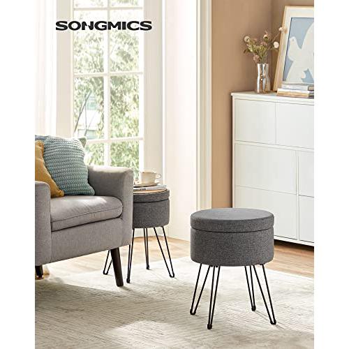 Tabure, stolica s prostorom za pohranu, 37 x 45 cm (promjer x V), tamno siva | SONGMICS-vitahome.hr