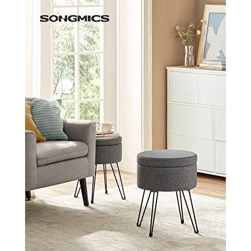 Tabure, stolica s prostorom za pohranu, 37 x 45 cm (promjer x V), tamno siva | SONGMICS-vitahome.hr