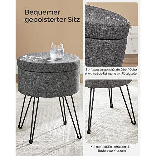 Tabure, stolica s prostorom za pohranu, 37 x 45 cm (promjer x V), tamno siva | SONGMICS-vitahome.hr