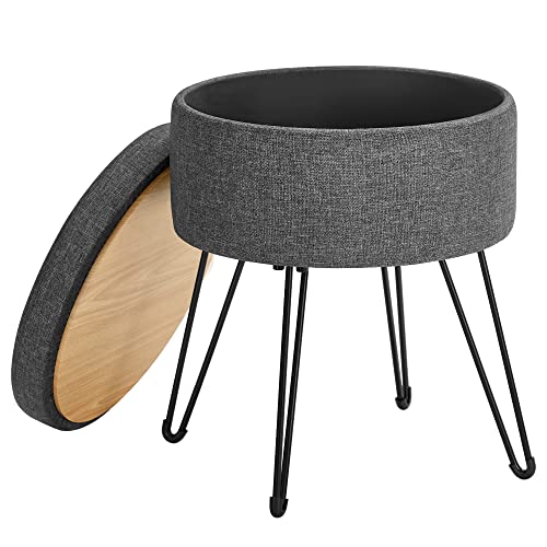 Tabure, stolica s prostorom za pohranu, 37 x 45 cm (promjer x V), tamno siva | SONGMICS-vitahome.hr