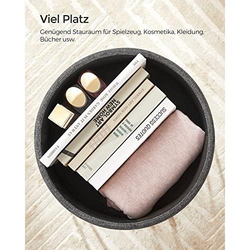 Tabure, stolica s prostorom za pohranu, 39 x 44,1 cm (promjer x V), sive boje| SONGMICS | SONGMICS-vitahome.hr