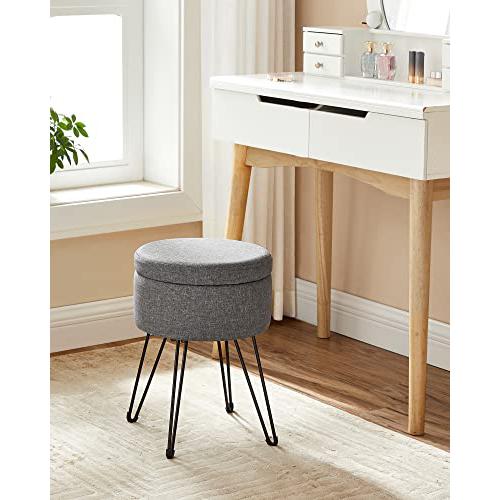Tabure, stolica s prostorom za pohranu, 39 x 44,1 cm (promjer x V), sive boje| SONGMICS | SONGMICS-vitahome.hr