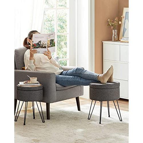 Tabure, stolica s prostorom za pohranu, 39 x 44,1 cm (promjer x V), sive boje| SONGMICS | SONGMICS-vitahome.hr