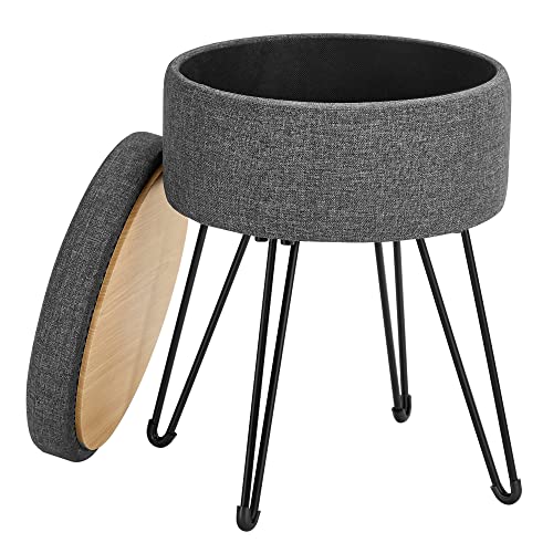 Tabure, stolica s prostorom za pohranu, 39 x 44,1 cm (promjer x V), sive boje| SONGMICS | SONGMICS-vitahome.hr