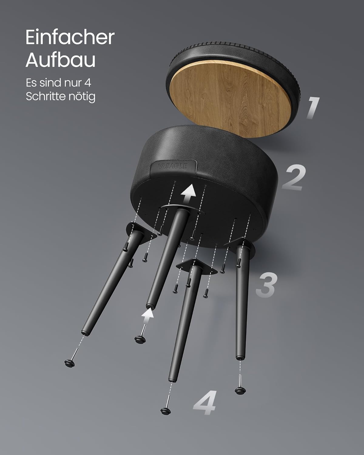 Tabure za pohranu od umjetne kože, 38,2 x 44,4 cm, crni | VASAGLE-VASAGLE-Vita Home