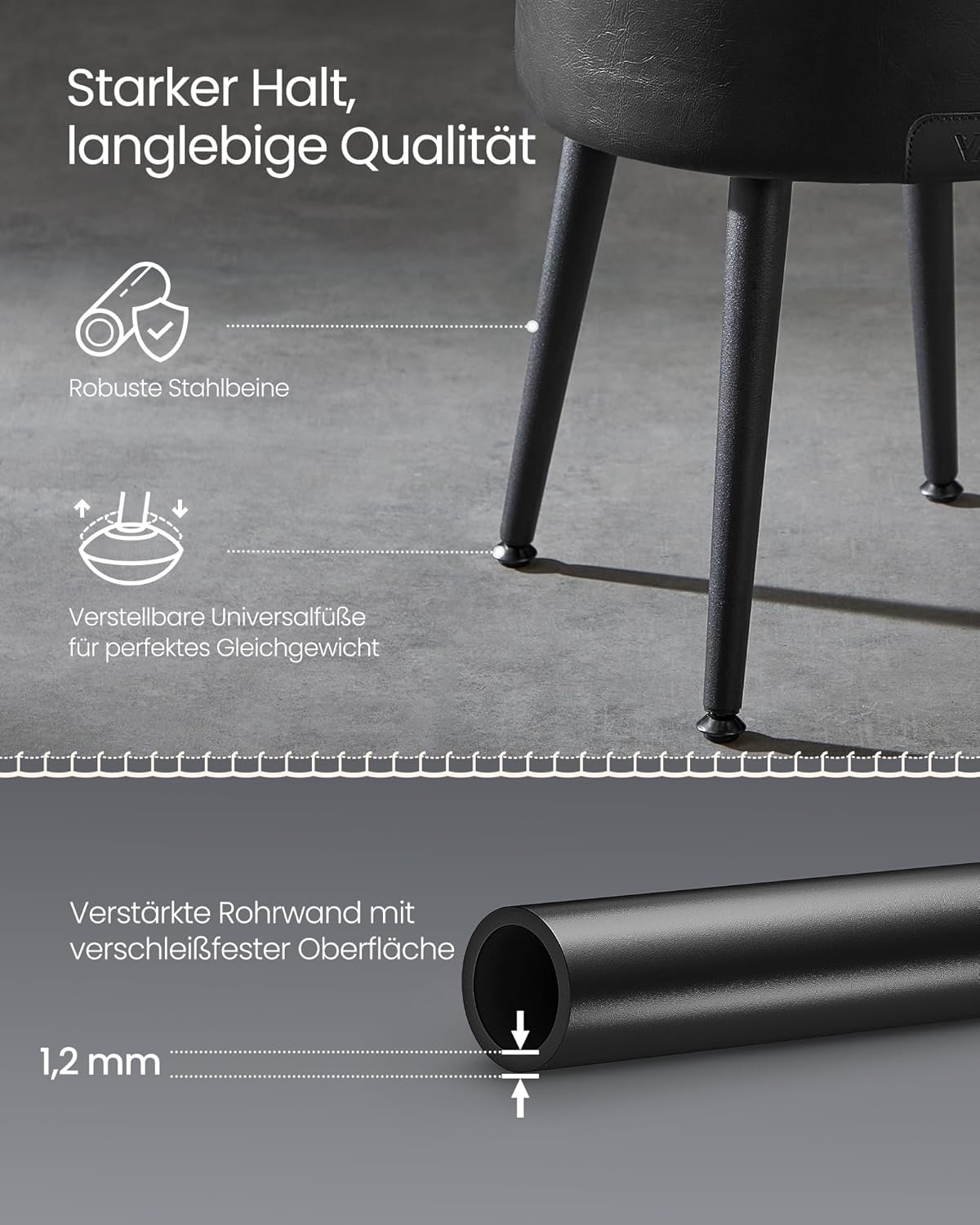 Tabure za pohranu od umjetne kože, 38,2 x 44,4 cm, crni | VASAGLE-VASAGLE-Vita Home