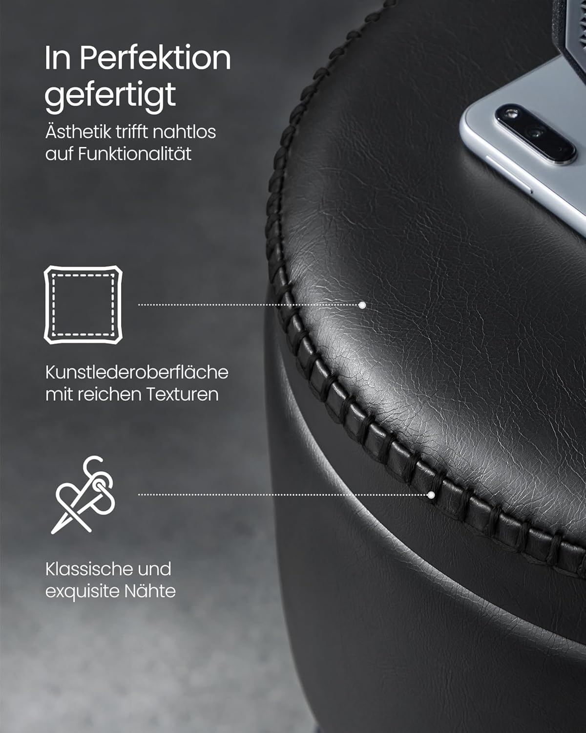 Tabure za pohranu od umjetne kože, 38,2 x 44,4 cm, crni | VASAGLE-VASAGLE-Vita Home