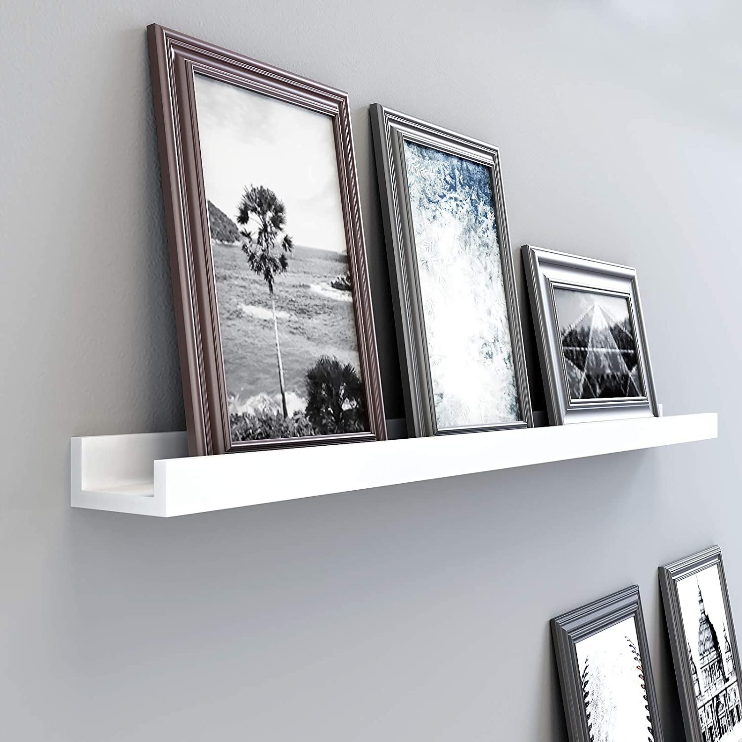 Tanka zidna polica za okvire za slike i knjige, 110 x 10 x 5 cm, bijela | SONGMICS-vitahome.hr