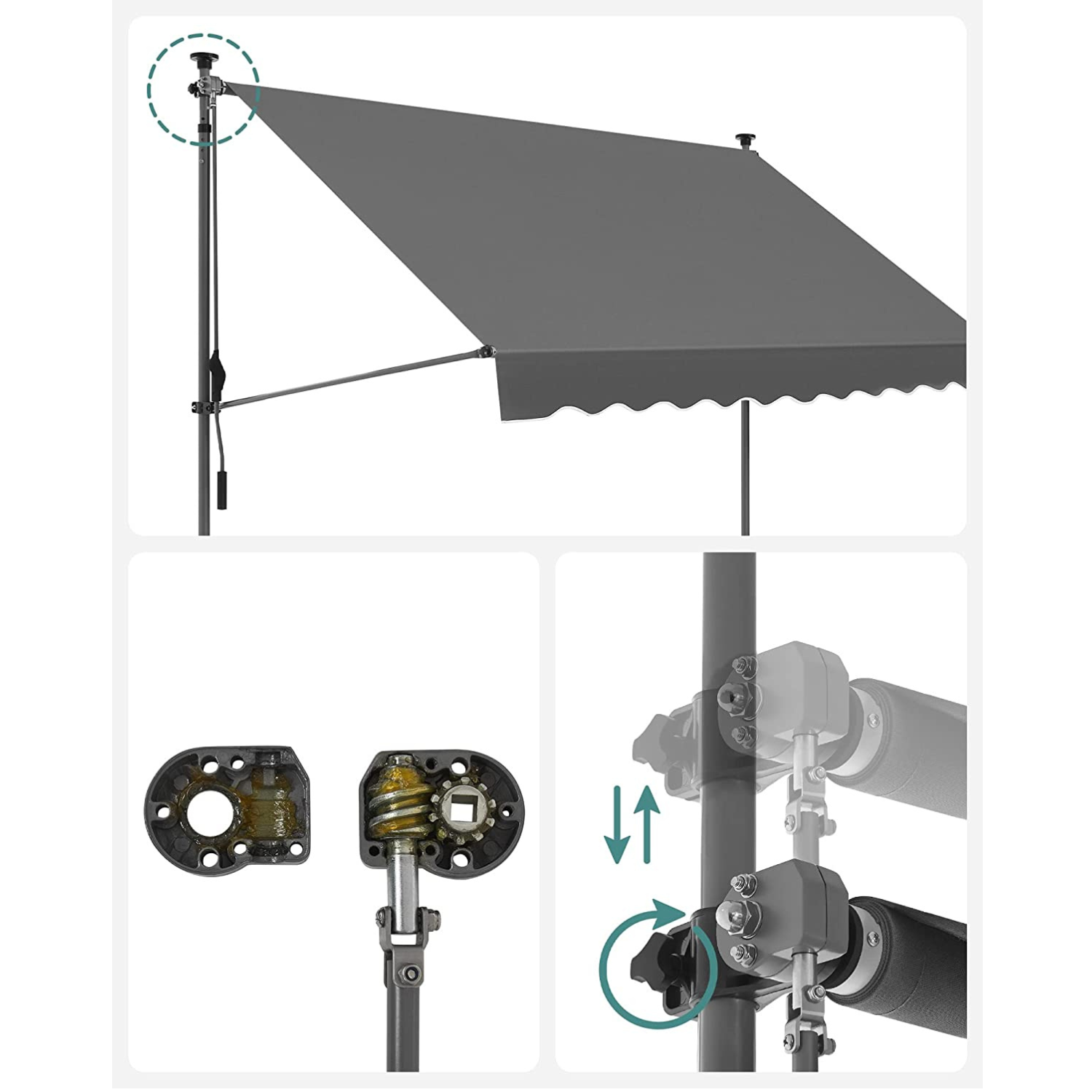 tenda, 300 x 130 cm, podesiva visina, ručna ručica | SONGMICS-vitahome.hr