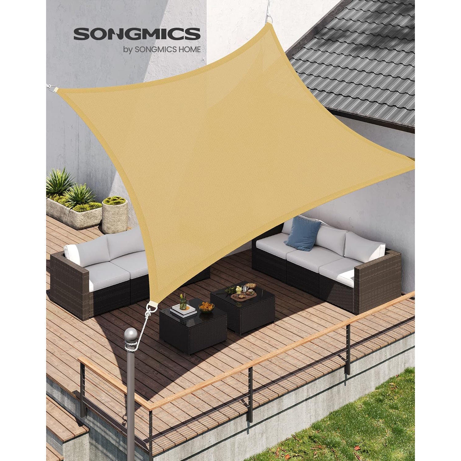 Tenda od HDPE tkanine, 3 x 4 m, pjesak žuta boja | SONGMICS-vitahome.hr