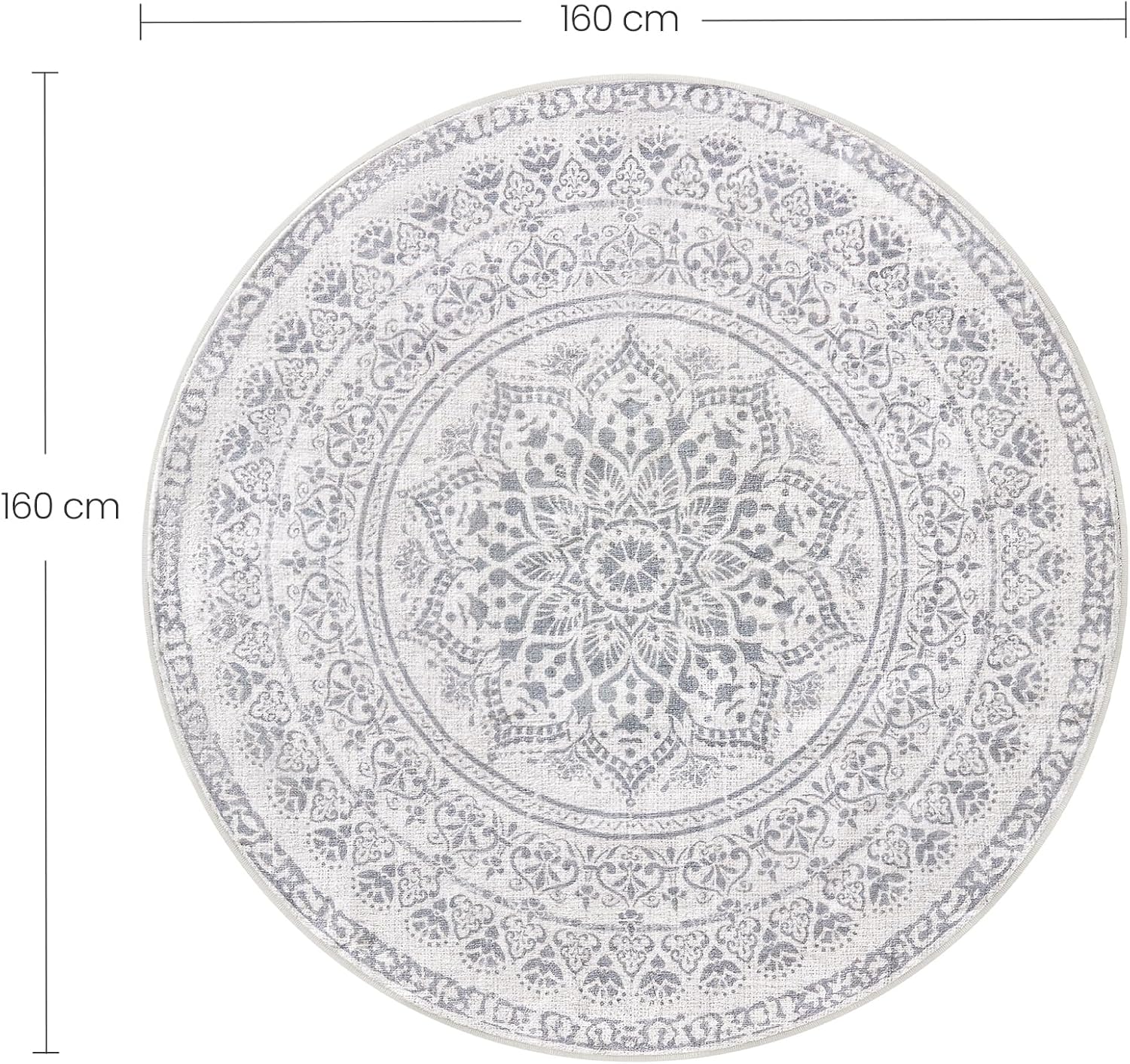 Tepih za dnevni boravak, promjer 160 cm, sivi