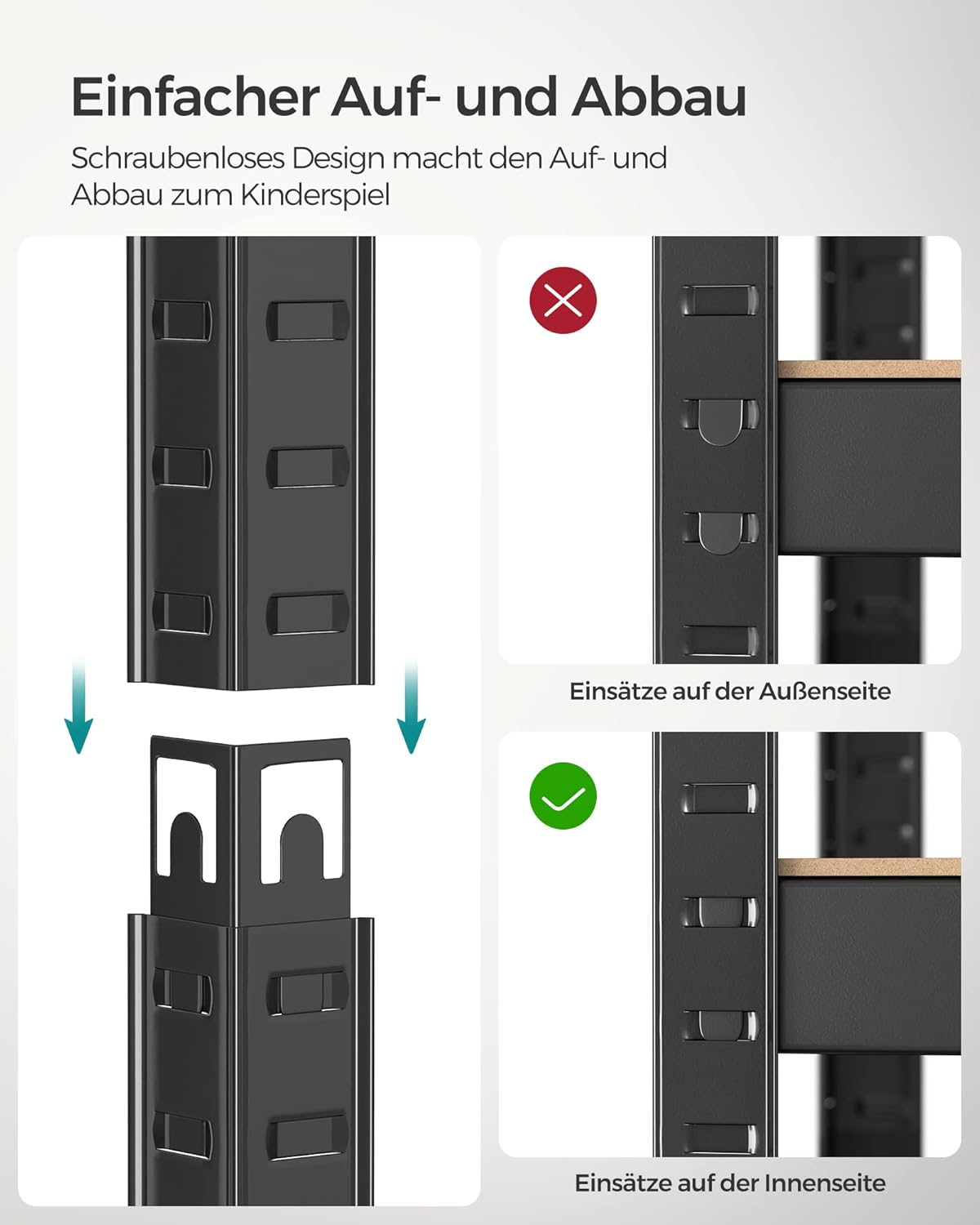 Teški metalni regal, set 2 kom, čelični okvir, 4 police, nosivost do 520kg, 40x80x160 cm, crni
