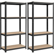 Teški metalni regal, set 2 kom, čelični okvir, 4 police, nosivost do 520kg, 40x80x160 cm, crni