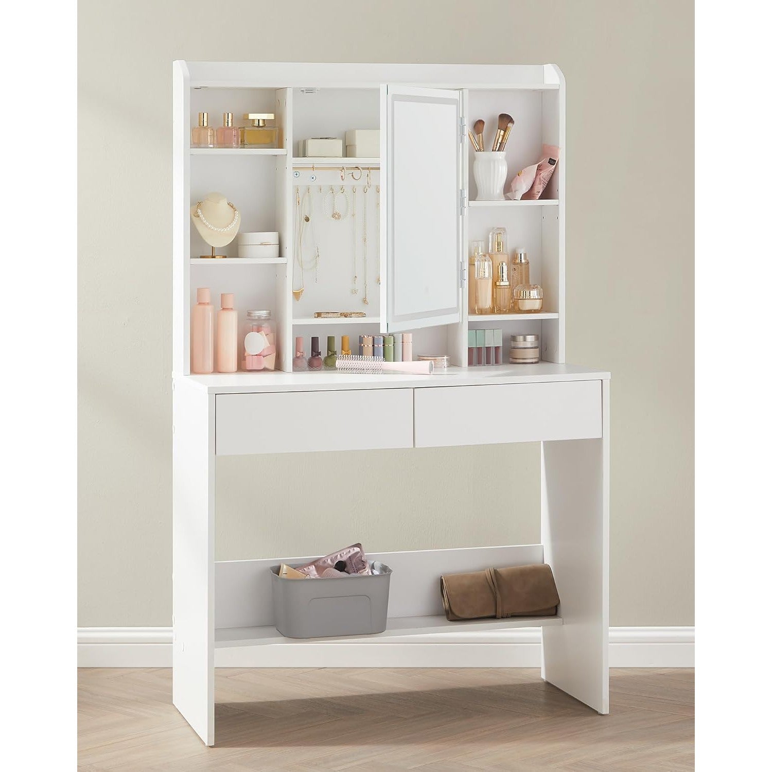 Toaletni stol s podesivim LED osvjetljenjem, 40 x 90 x 144.7 cm, bijeli | VASAGLE-VASAGLE-Vita Home