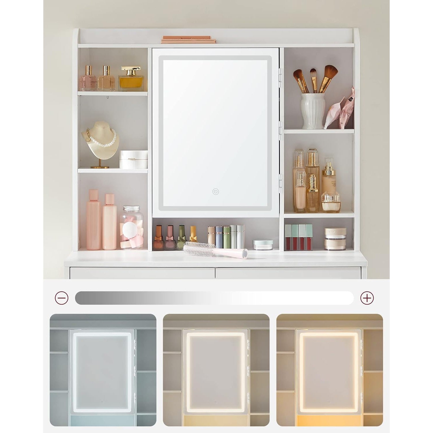 Toaletni stol s podesivim LED osvjetljenjem, 40 x 90 x 144.7 cm, bijeli | VASAGLE-VASAGLE-Vita Home