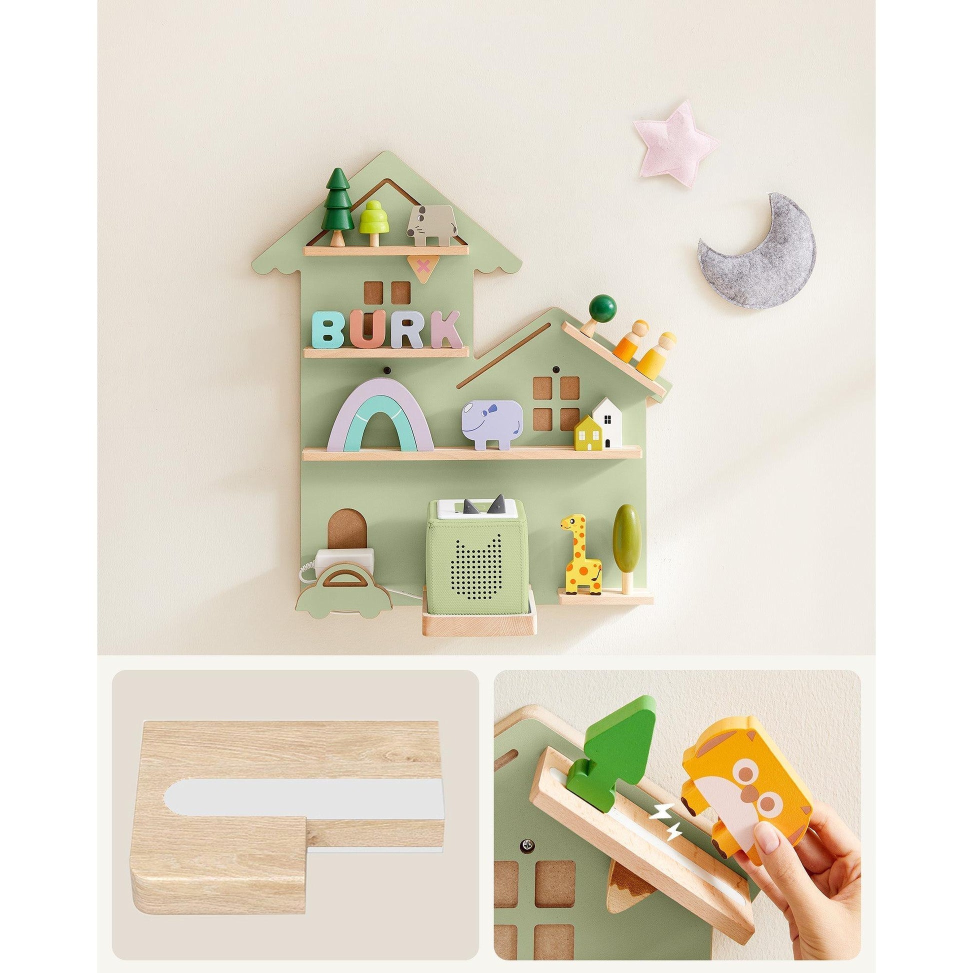 Toniebox polica za figurice i ukrase, 18 x 55,5 x 59,7 cm, lovor zelene boje | SONGMICS-vitahome.hr