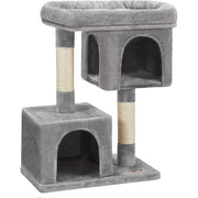 Toranj za mačke s 2 kućice, grebalicama i krevetićem, visoka 84 cm, siva | FEANDREA | FEANDREA-vitahome.hr