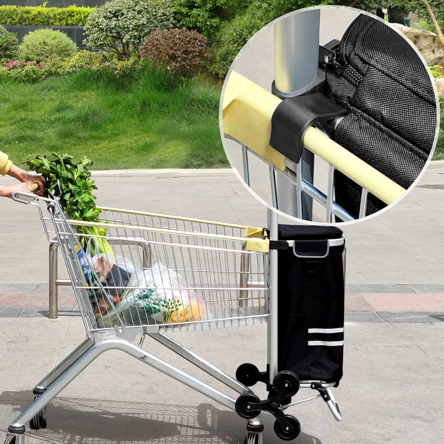 Torba za kupovinu s kotačima, sklopiva torba za kupovinu, 35 L, crna | SONGMICS-vitahome.hr