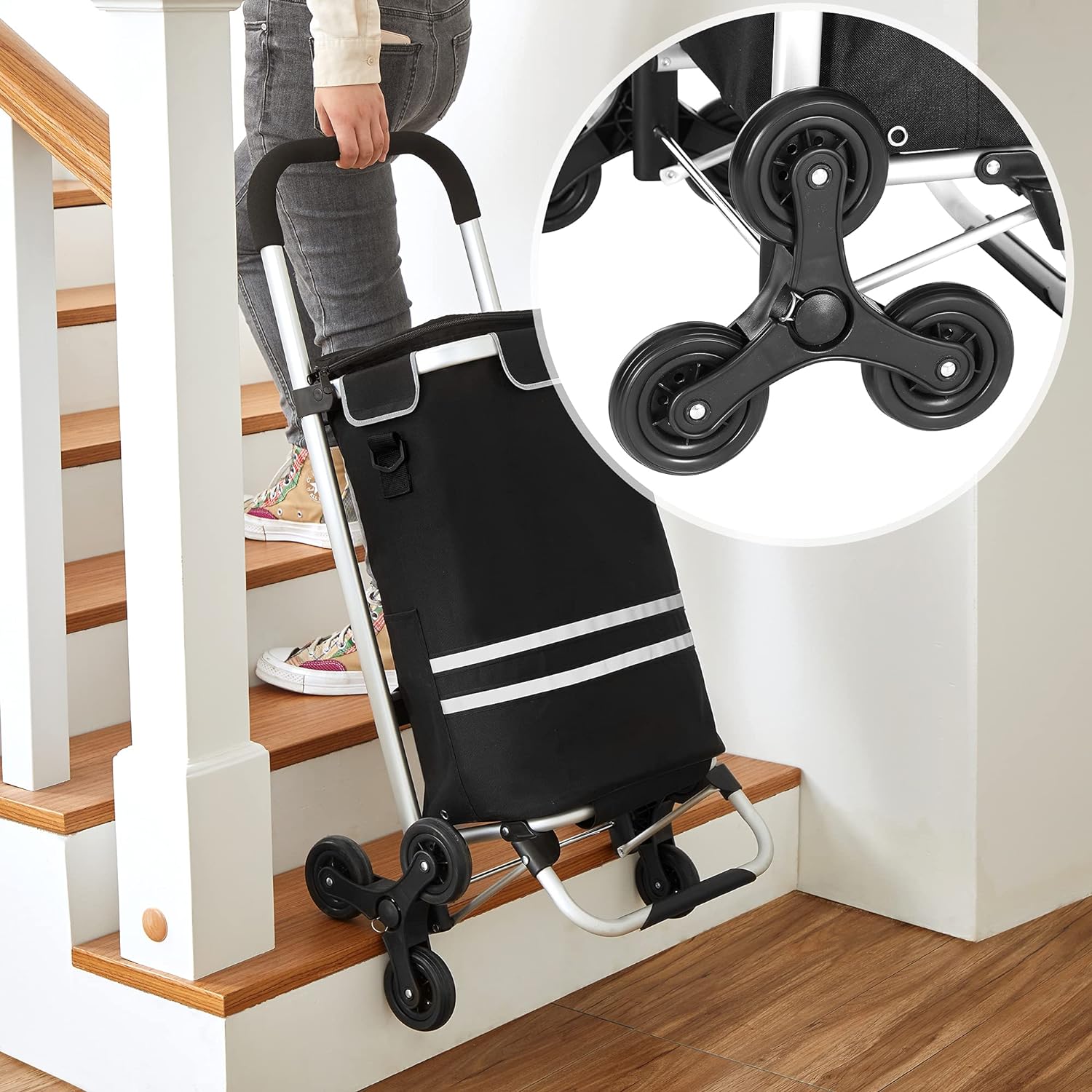 Torba za kupovinu s kotačima, sklopiva torba za kupovinu, 35 L, crna | SONGMICS-vitahome.hr