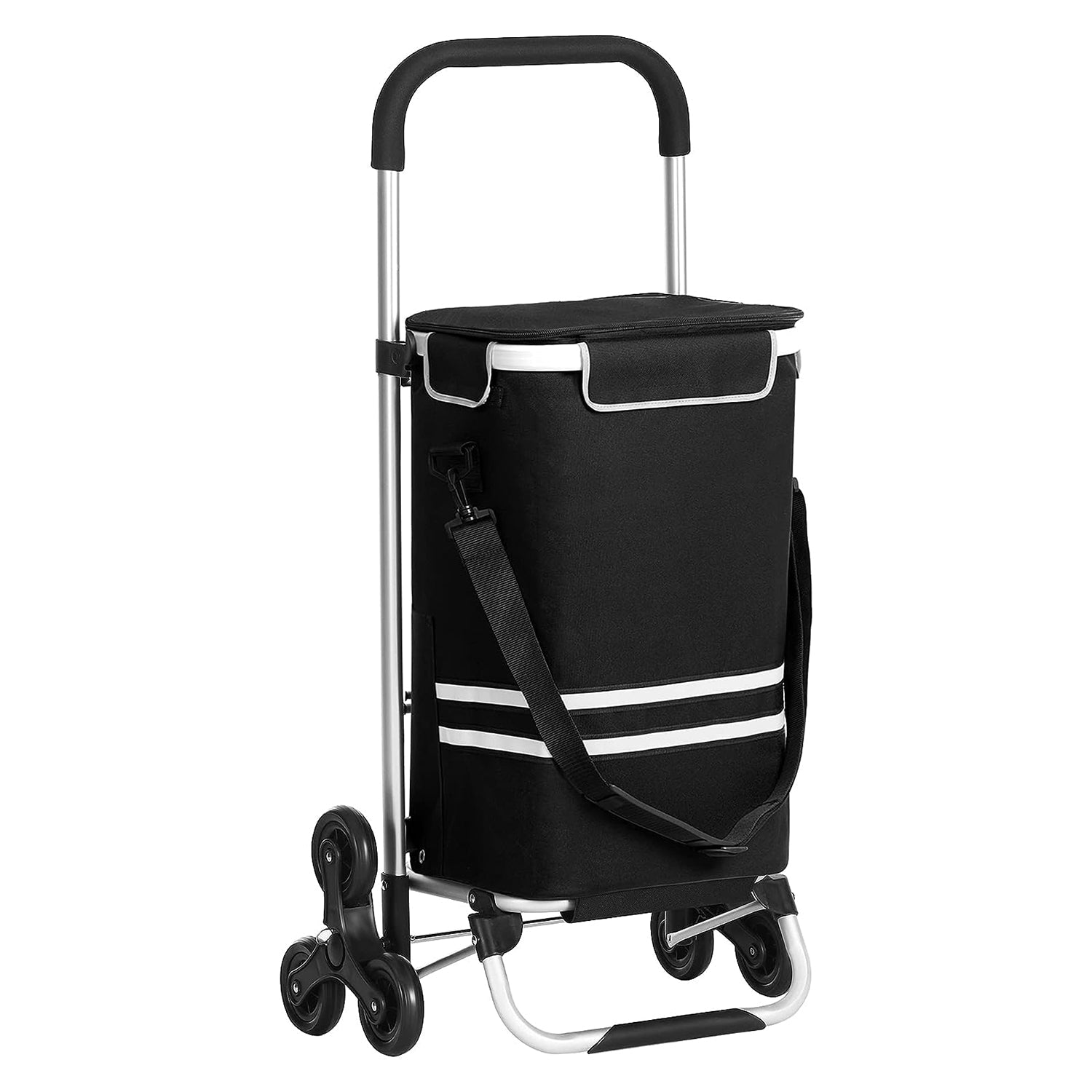 Torba za kupovinu s kotačima, sklopiva torba za kupovinu, 35 L, crna | SONGMICS-vitahome.hr
