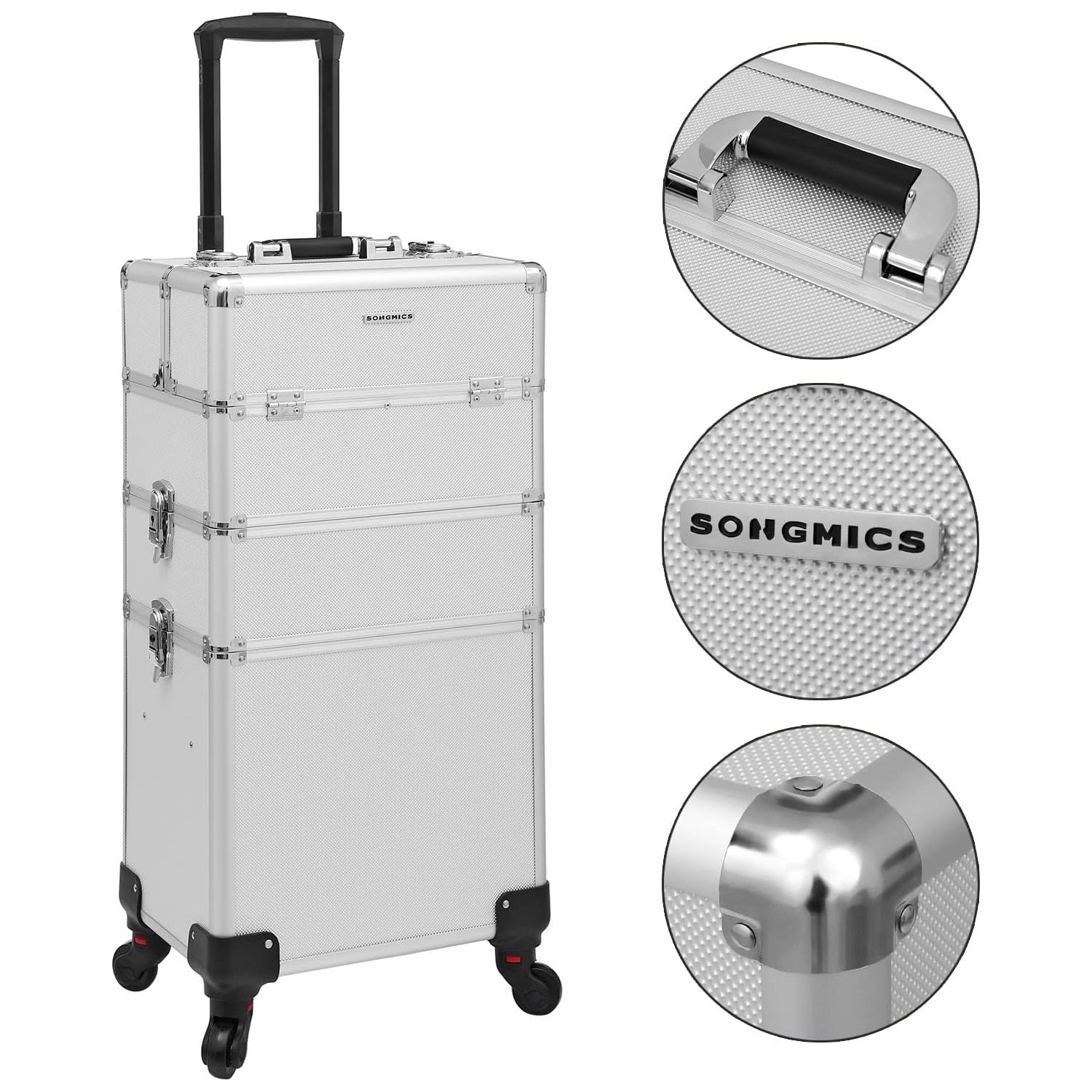 Torba za šminku 3 u 1, putna torbica za šminku, srebrna | SONGMICS-vitahome.hr