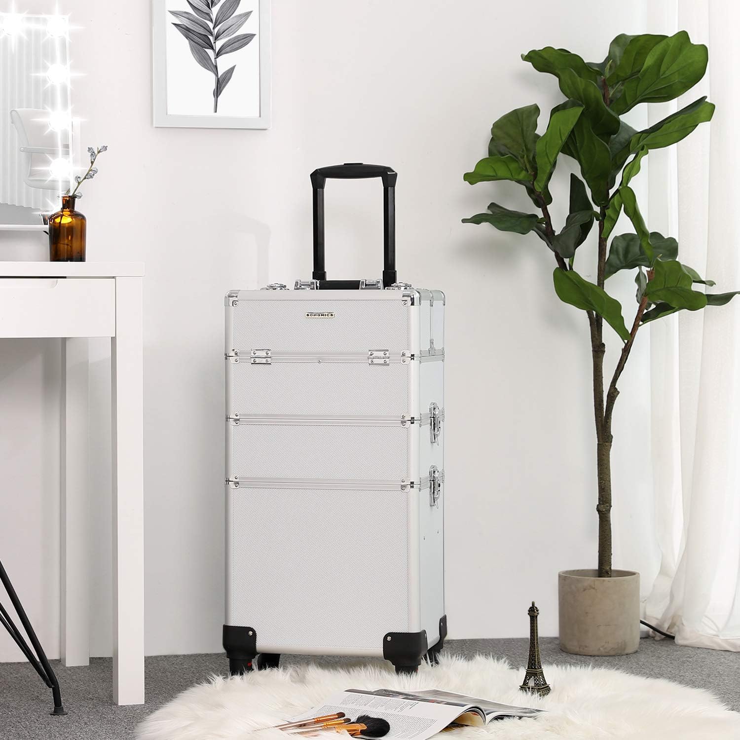 Torba za šminku 3 u 1, putna torbica za šminku, srebrna | SONGMICS-vitahome.hr