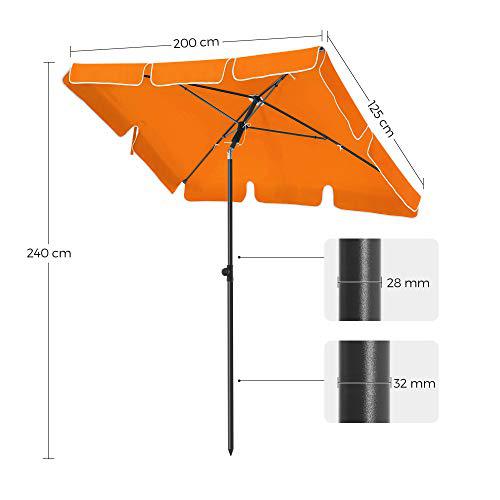 Trokutasti balkon suncobran 2 x 1,25 m, UPF 50+ zaštita, postolje nije uključeno, narančasti