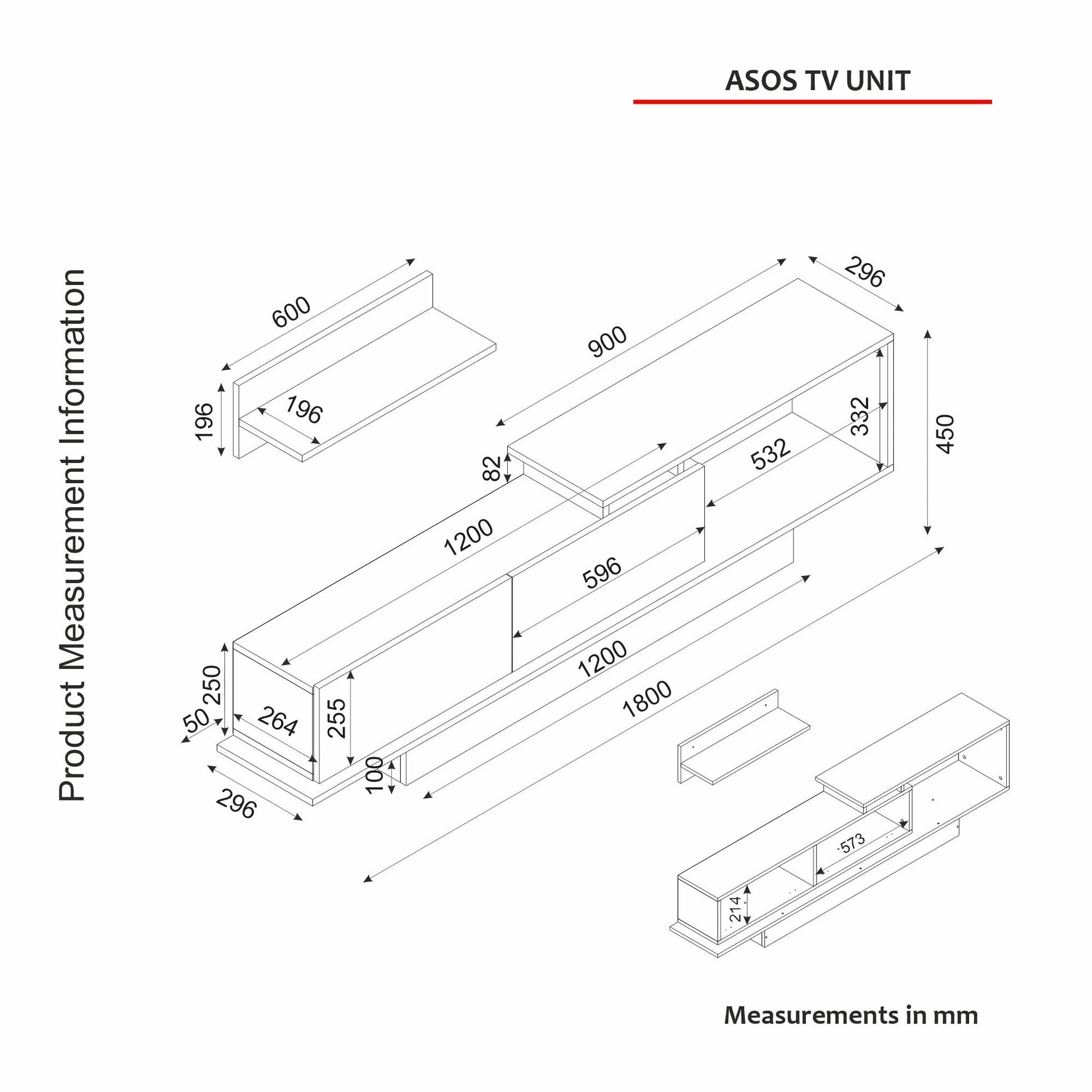 TV ormarić Asos - White, Walnut | AG-vitahome.hr