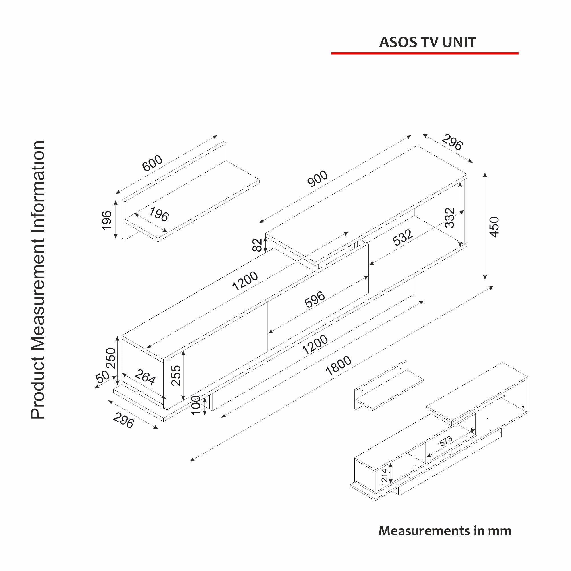 TV ormarić Asos - White, Walnut | AG-vitahome.hr